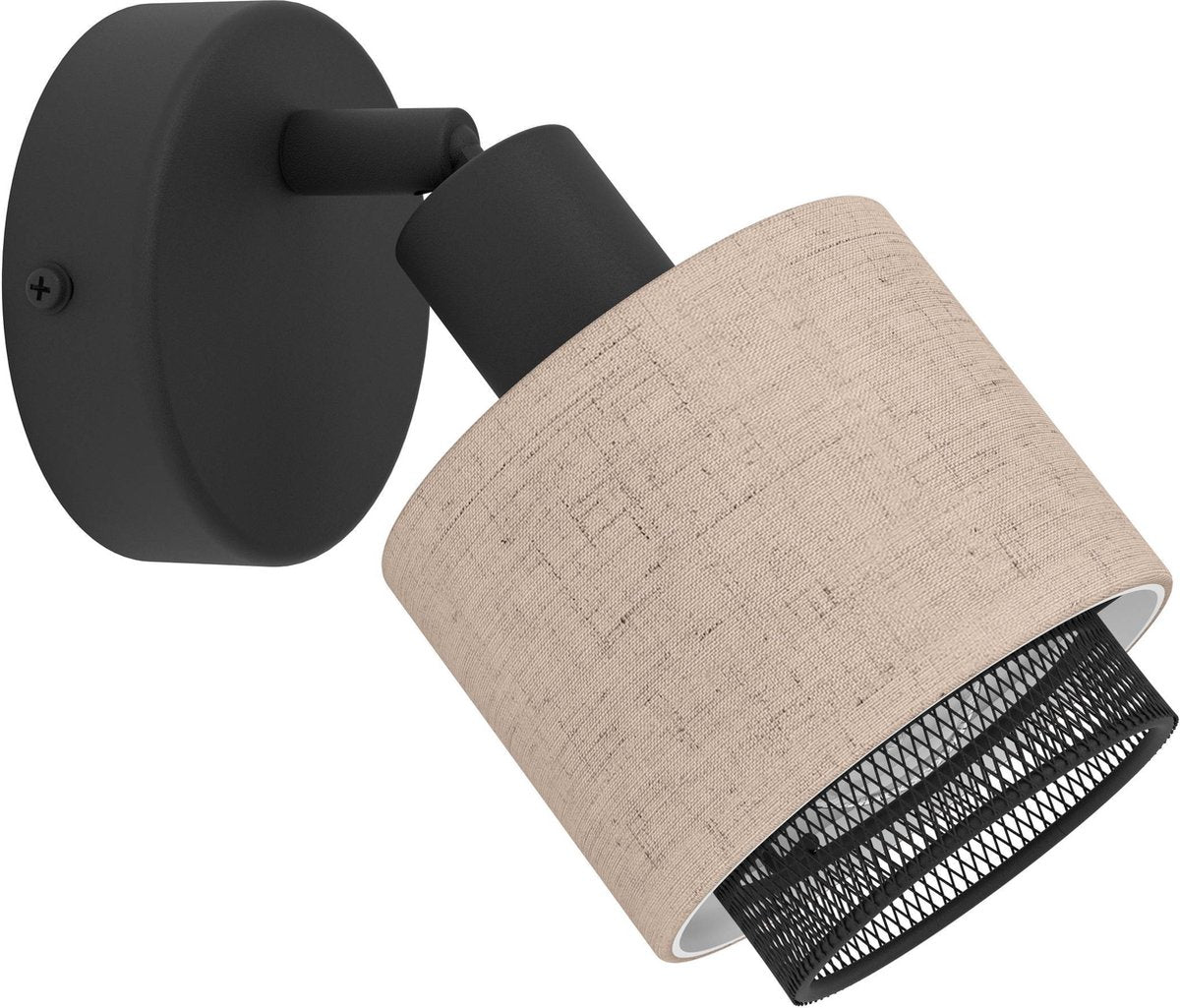 Spot Eglo Rosley - E14 - ø 9 cm - noir beige - textile