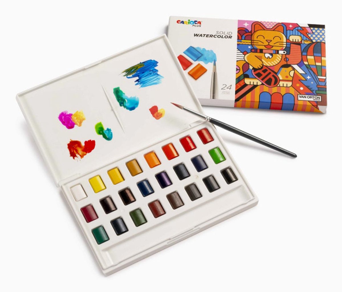 Carioca plus aquarelle solide 24pcs + pinceau en boîte PVC