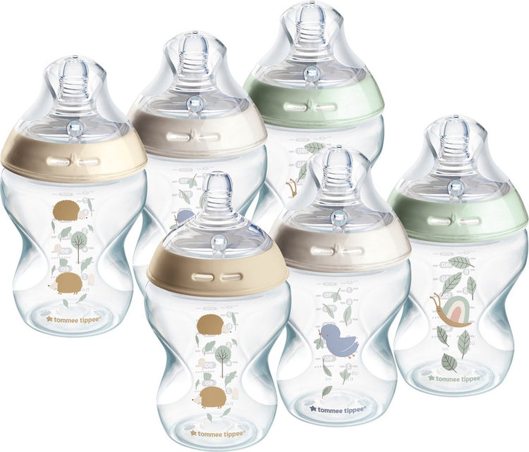 Biberons Tommee tippee natural start, lot de 6 biberons 260 ml - faible vitesse d'alimentation 0m+ - décorés