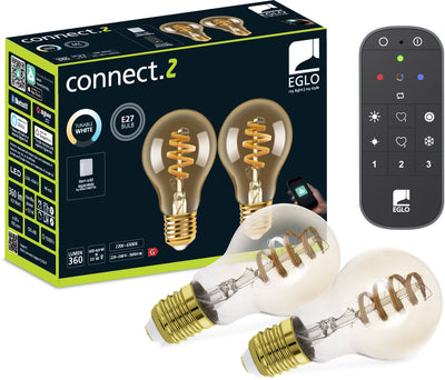 Eglo connect.z eglo starter-z pack de démarrage - 2x lampes LED spirales e27 - télécommande - zigbee