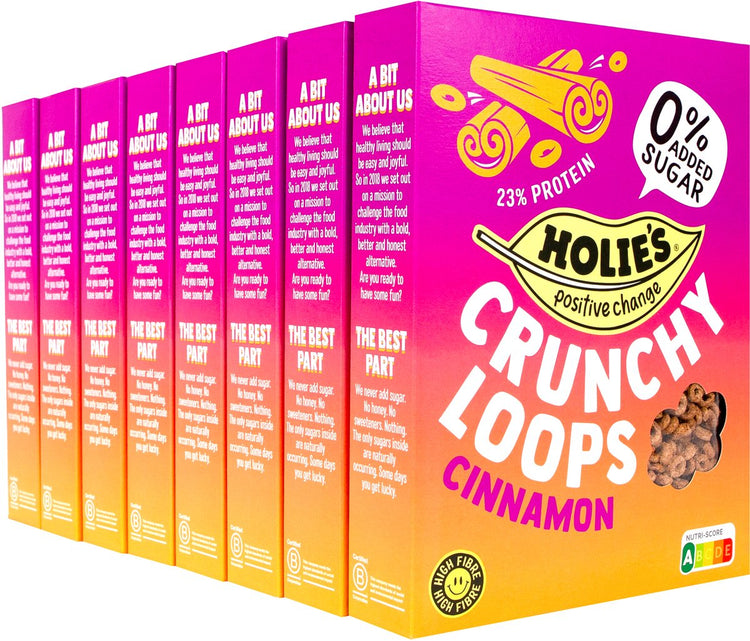 Holie's crunchy loops cannelle 8x 350gr - céréales pour petit déjeuner - sans sucre - saine - végétalienne