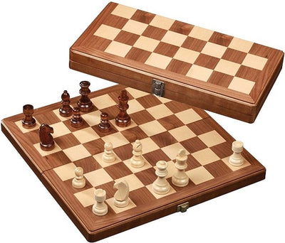 Cassette d'échecs Philos noyer carré moyen 33 mm, hauteur roi 65 mm