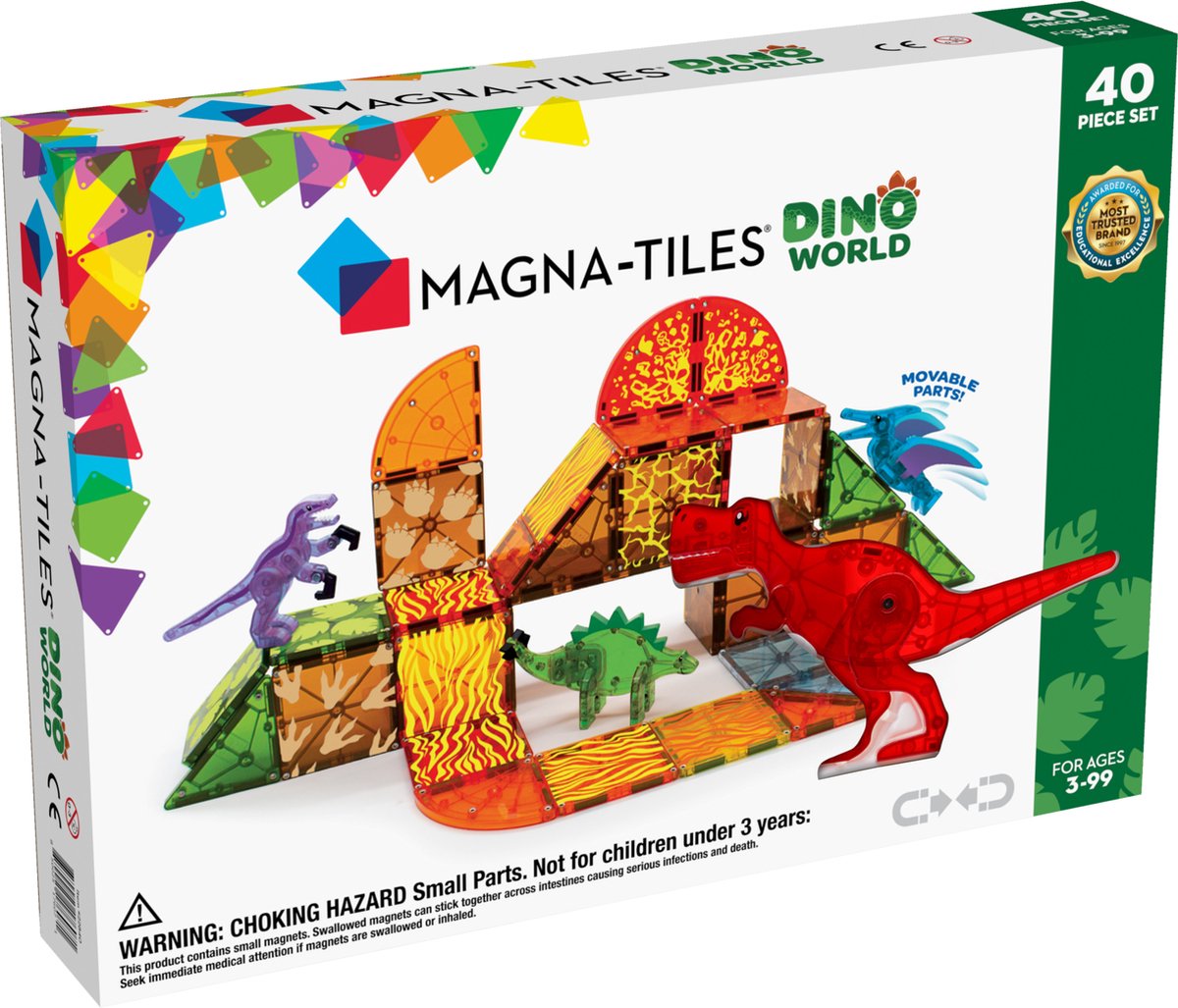 Tuiles Magna | ensemble de 40 pièces du monde des dinosaures
