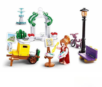 Sluban Girls Dream Village Park Painter Jouets de construction pour enfants à partir de 6 ans - Jouets de construction Scène de parc de construction modèle - Boîte de construction avec 114 blocs de construction et 1 figurine - m38-b0869