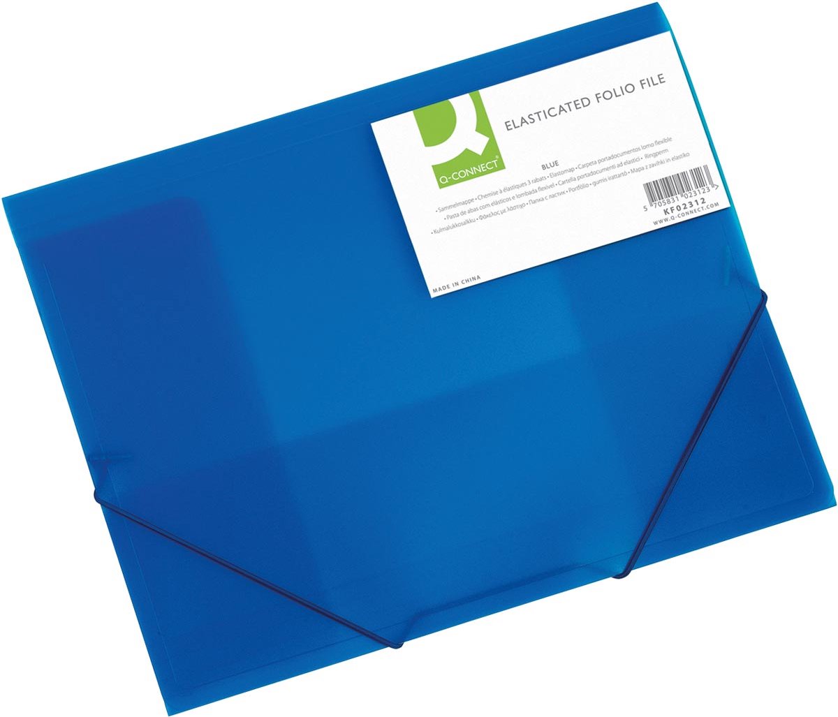 Chemise élasto Q-connect, a4, 3 rabats et élastiques, pp transparent, bleu 24 pièces