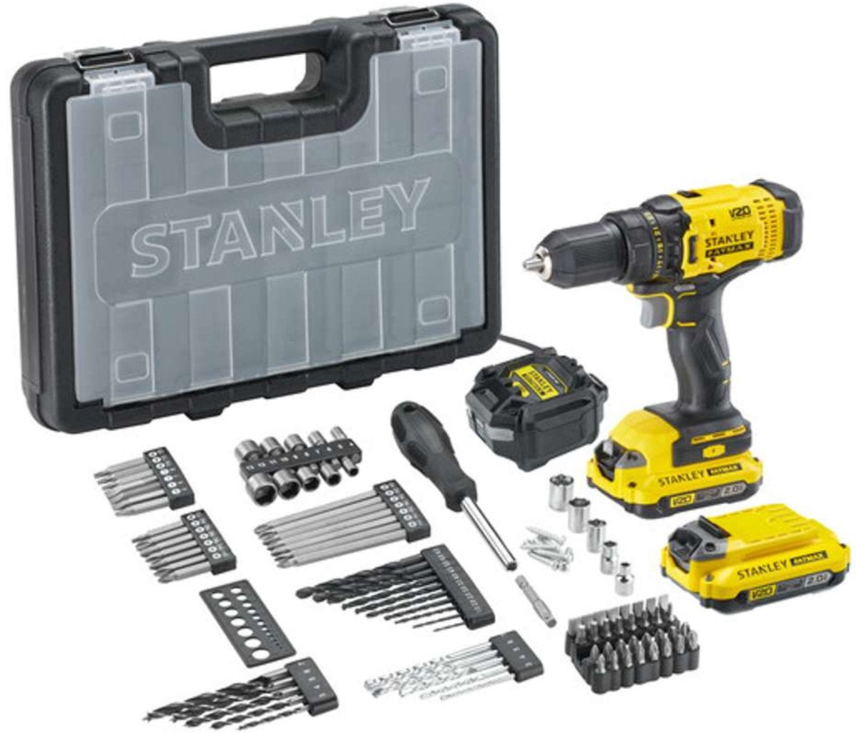 Stanley fatmax sfmcd700d2a-qw 20v max (18v) + ensemble d'accessoires 100 pièces | 2x2,0ah-sfmcd700d2a-qw