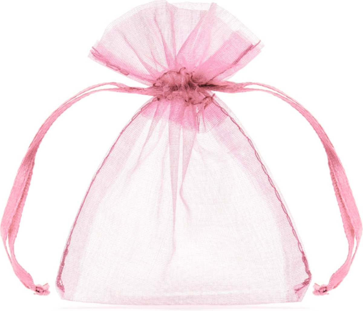 Sacs en organza pour décoration de fête rose (10 pièces)