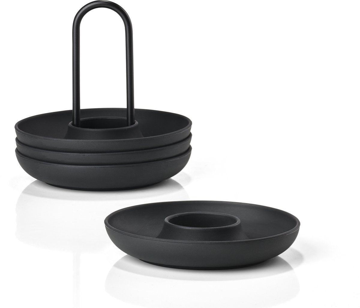 Coquetier Zone Danemark simple avec support dia. 11,2 x 9,5 cm 4 pièces. noir