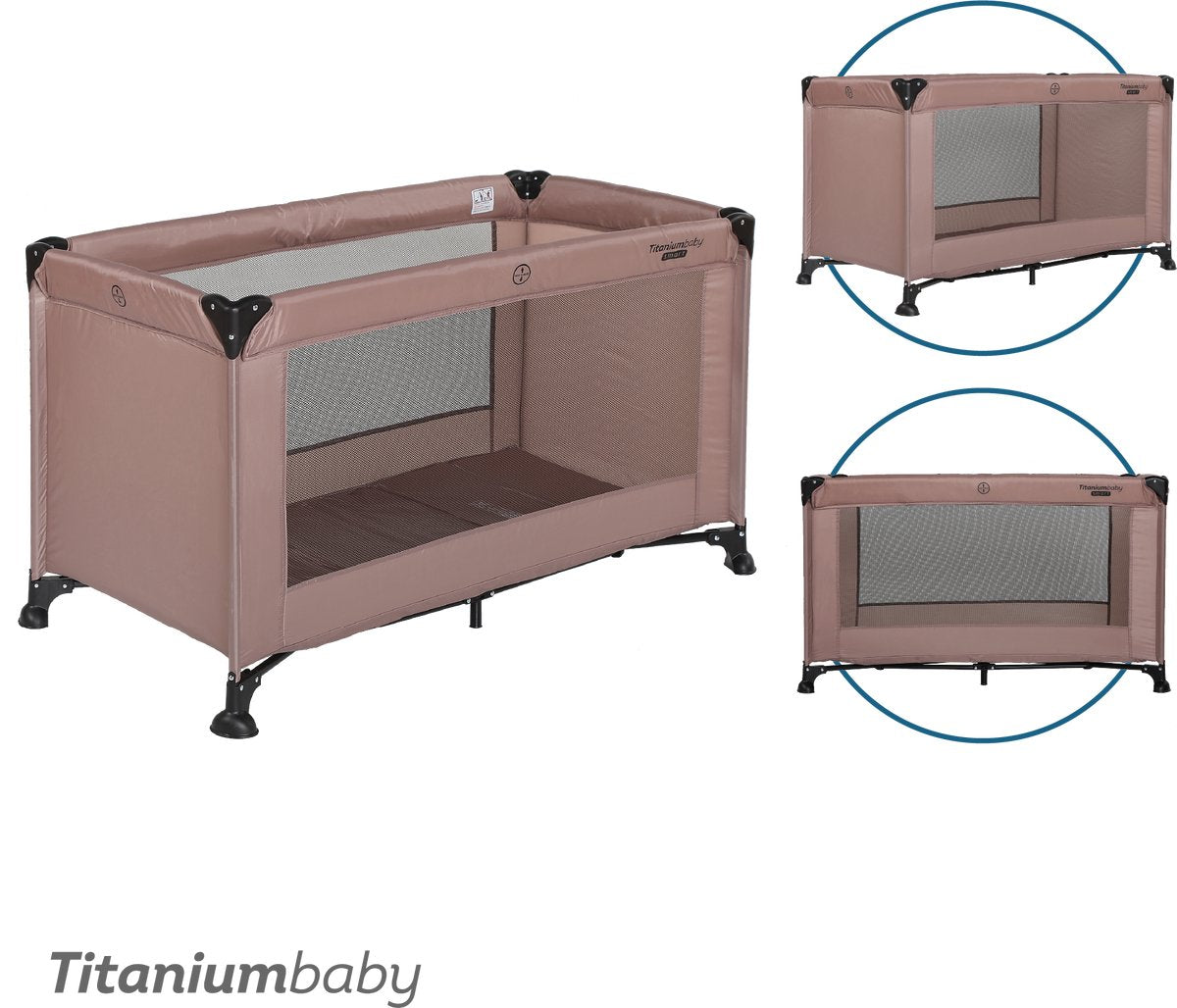 Titanium baby lit de camping bébé en titane smart jordan 60x120 cm taupe avec sac de transport