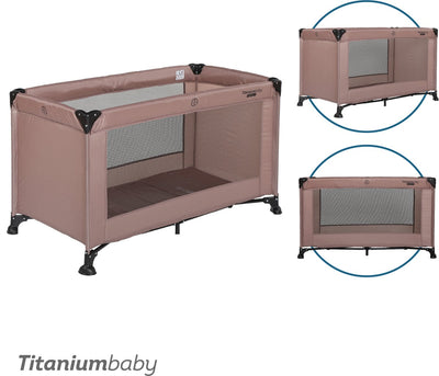 Titanium baby lit de camping bébé en titane smart jordan 60x120 cm taupe avec sac de transport