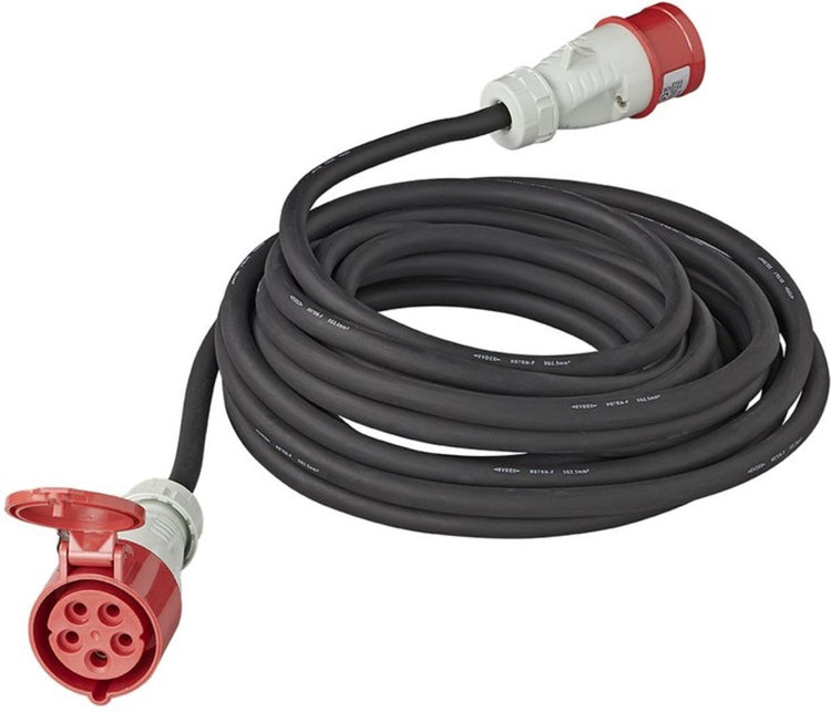 Câble de rallonge Proplus - cee - 20 mètres - 400v - 5 broches - ip44 - résistant aux UV - rallonge - câble de connexion - intérieur et extérieur - noir
