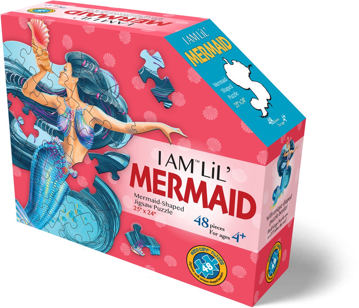 Puzzle Mad Capp sirène fantaisie 48 pièces en carton pour enfants.