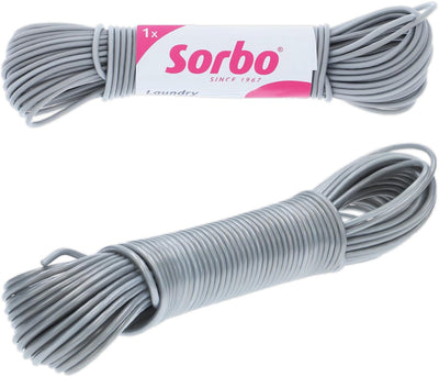 Fil de corde à linge Sorbo avec âme en acier - corde à linge 20 mètres - plastique - extra résistant pour l'intérieur et l'extérieur