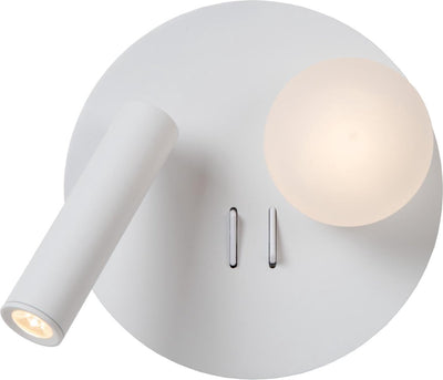Lucide matiz - applique lampe de chevet - ø 16,5 cm - LED - 3000k - avec point de chargement USB - blanc