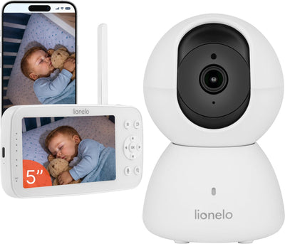 Babyphone Lionelo babyline 8.4 avec caméra – moniteur 5 pouces et application pour smartphone – full HD 1080p – babyphone WiFi – détection de pleurs, de mouvements et de sons – vision nocturne – communication bidirectionnelle – portée jusqu'à 300 m