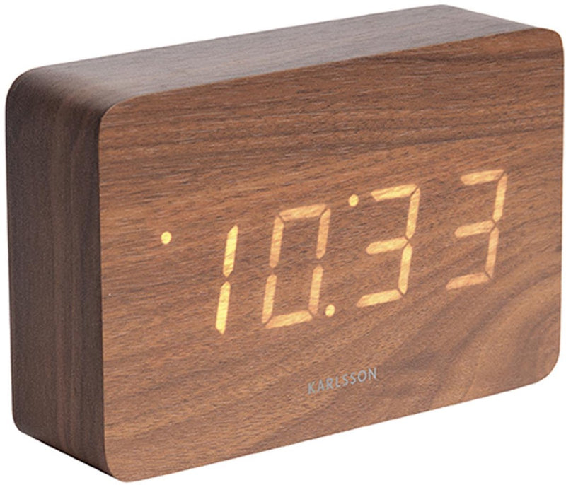 Réveil Karlsson carré - placage bois foncé - 15x4,8x10cm - scandinave - réveil pour chambre - réveils