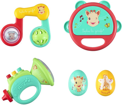 Sophie la girafe mon premier coffret musical – coffret d'instruments de musique bébé – tambour, maracas, hochet trompette – dès 6 mois – musique et développement sensoriel