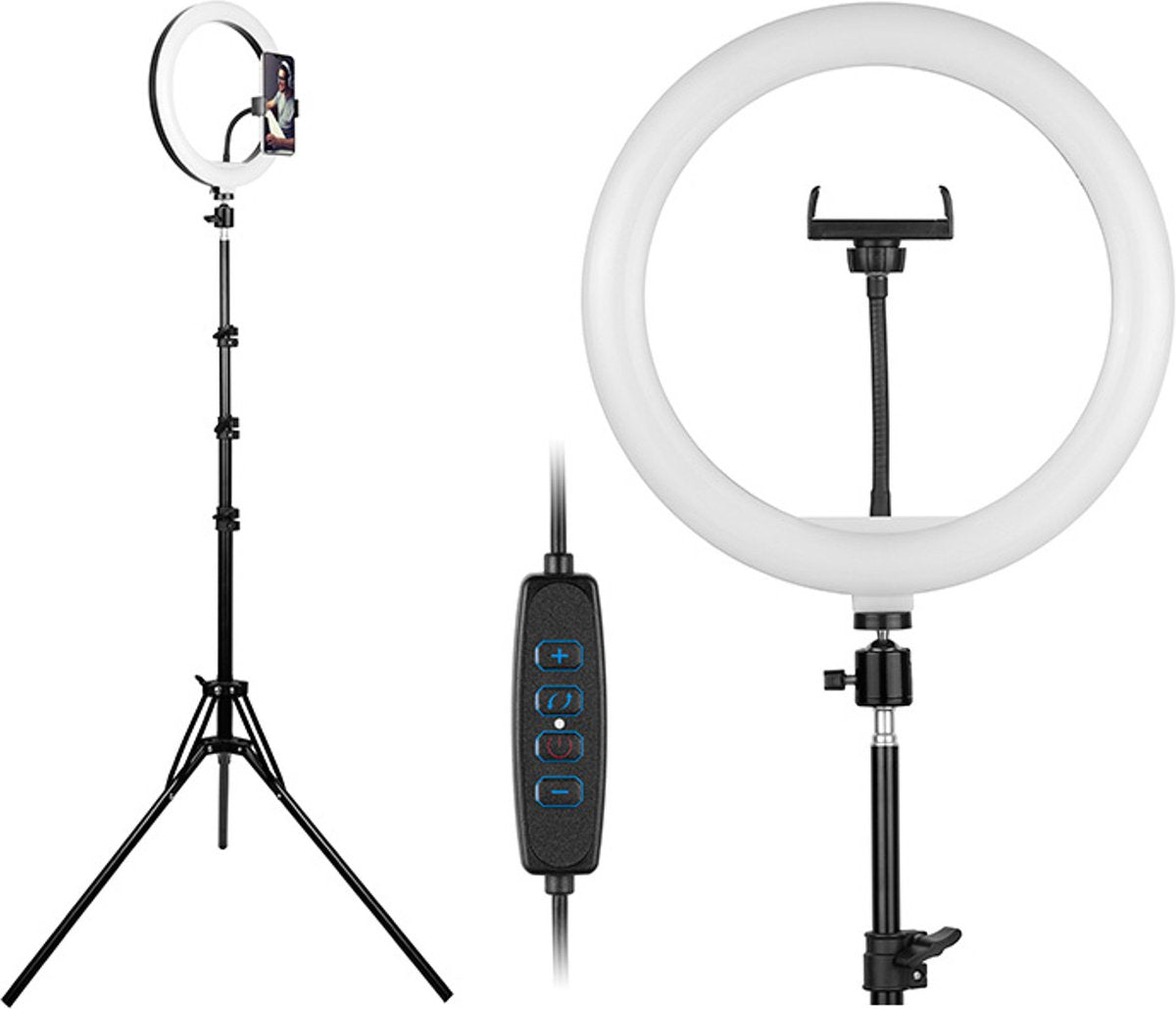 Lampe annulaire de studio Tracer traglo46745 - éclairage professionnel pour des photos et des vidéos parfaites - éclairage parfait pour les streamers, les créateurs de tiktok et les créateurs de contenu !