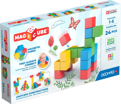 Geomag magicube creative recyclé - blocs de construction magnétiques - 24 pièces - à partir de 1 an