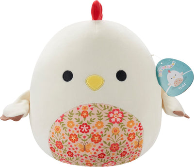 Squishmallows todd-beige coq avec ventre fleuri peluche 30cm