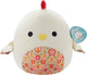 Squishmallows todd-beige coq avec ventre fleuri peluche 30cm