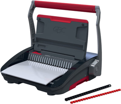 Relieuse manuelle Gbc combbind® cb25 - peignes de reliure en plastique - 450 feuilles - noir rouge