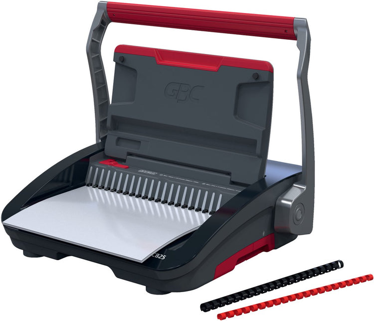 Relieuse manuelle Gbc combbind® cb25 - peignes de reliure en plastique - 450 feuilles - noir rouge
