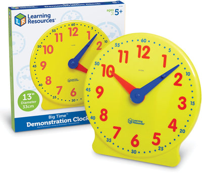 Ressources d'apprentissage horloge de démonstration d'instructions en grand temps 12 heures - 5+