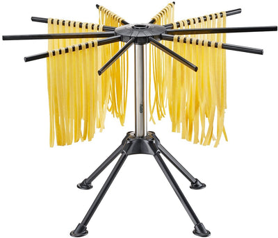 Séchoir à pâtes Gefu diverso petit 25 cm – pliable – avec 10 bras et bâton de transport