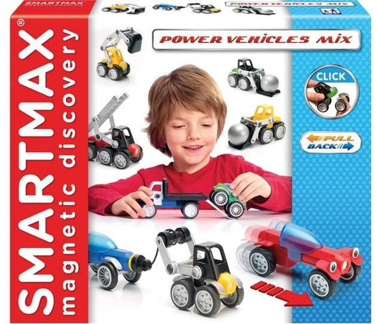 Véhicules électriques Smartmax - véhicules magnétiques et camions de travail - jeu de construction 26 pièces - jouets éducatifs pour enfants d'âge préscolaire - à partir de 3 ans