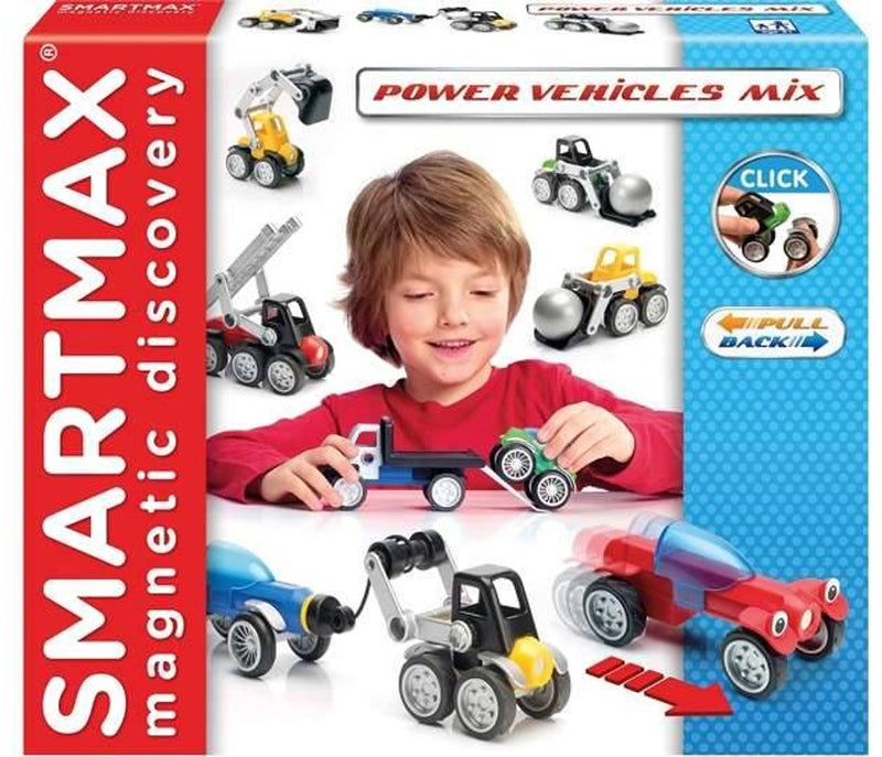 Véhicules électriques Smartmax - véhicules magnétiques et camions de travail - jeu de construction 26 pièces - jouets éducatifs pour enfants d'âge préscolaire - à partir de 3 ans
