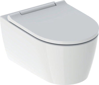 WC suspendu Geberit one pack - chasse profonde - turboflush - 37x54cm - abattant de WC - couvercle design blanc - keratect - blanc brillant