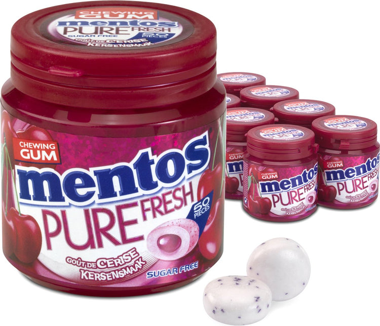 Mentos gum pure cerise fraîche - chewing-gum - sans sucre - 8x50 pièces
