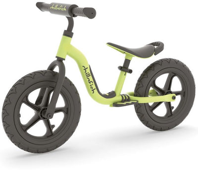 Draisienne Chillafish 2 ans - légère avec selle et guidon réglables - vert - draisienne pour garçons jusqu'à 5 ans avec repose-pieds, poignée de transport et 12 pneus anti-crevaison en peau de caoutchouc - modèle charlie sport
