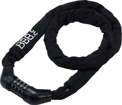 Bbb cycling codeguard chaîne antivol à combinaison - antivol de vélo avec housse de protection durable - longueur : 180 cm - épaisseur : 5 mm - antivol à chaîne pour vélo de ville, vélo de course VTT - bbl-105