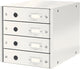 Commode Leitz wow click store à 4 tiroirs - 81% carton recyclé - pour formats A4 - rangement peu encombrant - blanc