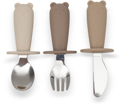 Ensemble de couverts bébé Jollein - couverts enfant en silicone - teintes naturelles