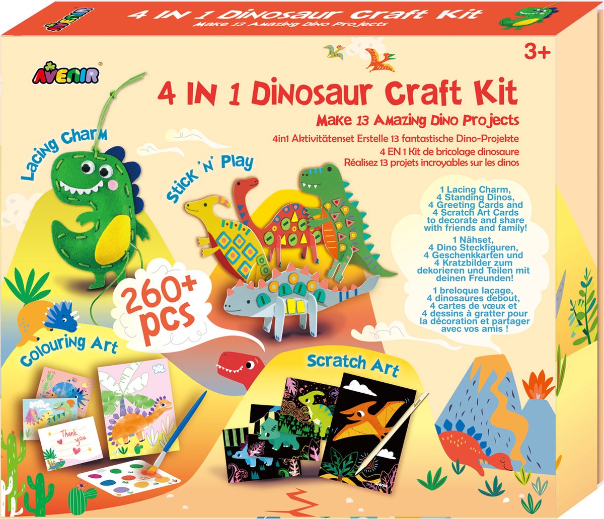 Kit d'activités Avenir - set dinosaures - 4 en 1 - 3 ans
