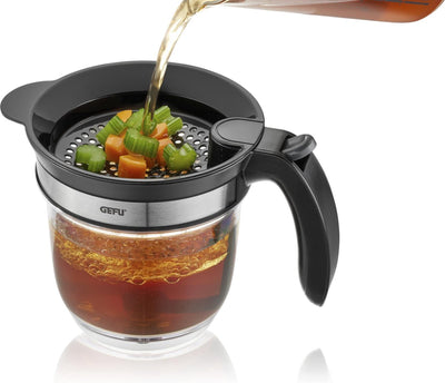Séparateur de graisse Gefu fluido 1 litre - séparer la graisse de la soupe et de la sauce - avec tamis et poignée de bec verseur