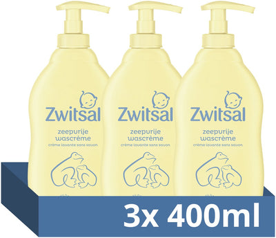 Zwitsal crème lavante sans savon - bébé - aide à protéger la barrière cutanée naturelle - 3 x 400 ml