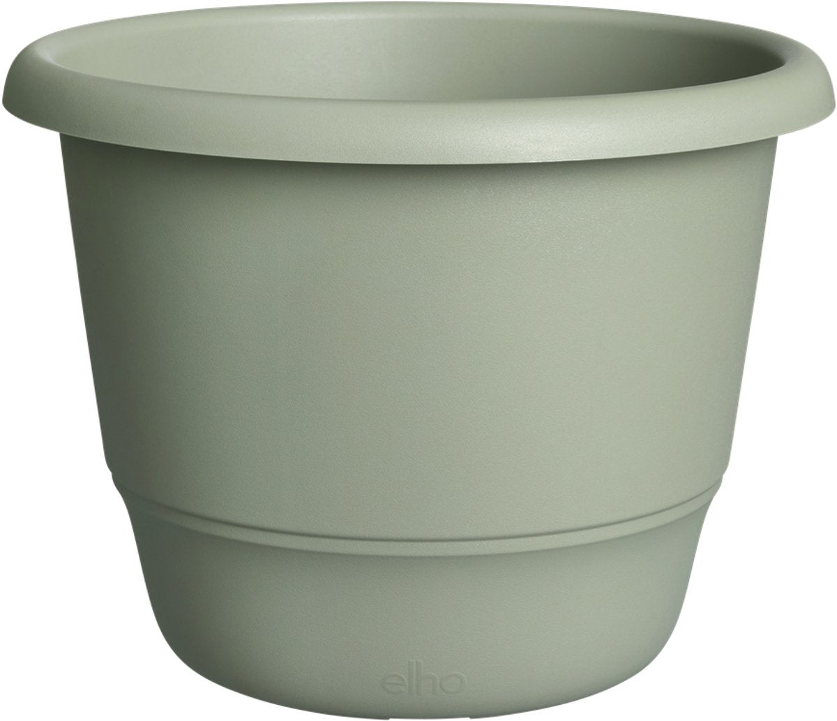 Elho amiga round 55 - grand pot de fleurs pour intérieur extérieur - 100% plastique recyclé - ø 55 x h 41,3 cm - vert thym