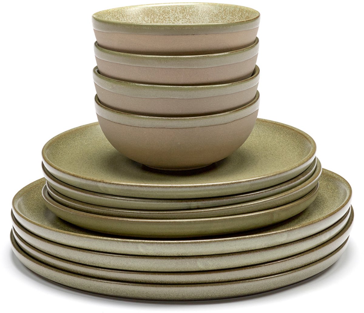 Serax - sergio herman surface - service de table - vert camo - 24 ø - 12 pièces