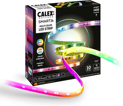 Bande LED intelligente Calex - 10 m, rgbic+cctic, contrôlable par WiFi, synchronisation de la musique, utilisation intérieure, 1400 lumens, bande lumineuse intelligente, éclairage intelligent