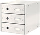 Commode Leitz wow click store à 3 tiroirs - 81% carton recyclé - pour formats A4 - rangement peu encombrant - blanc