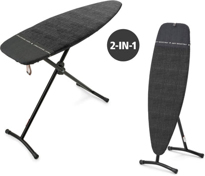 Brabantia planche à repasser et planche à vapeur d - 2 en 1 - adapté au repassage et à la vapeur - 135x45 cm - denim noir