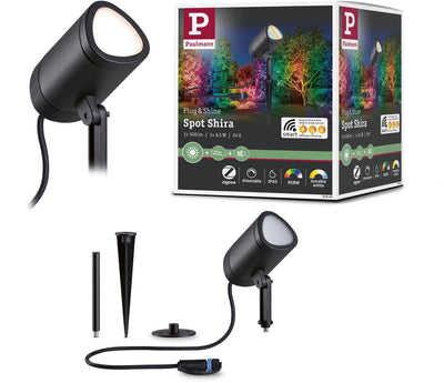 Paulmann Plug Shine Spot de Jardin LED Smart Home ZigBee 3.0 Shira IP65 RGBW+ 6,5W Anthracite