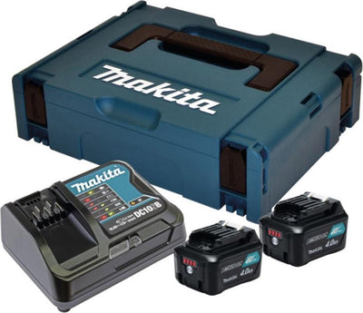 Kit d'alimentation d'accessoires Makita : chargeur dc10sb + 2x batterie coulissante li-ion bl1041b 12v max (10,8v) - 4,0ah - 197641-2