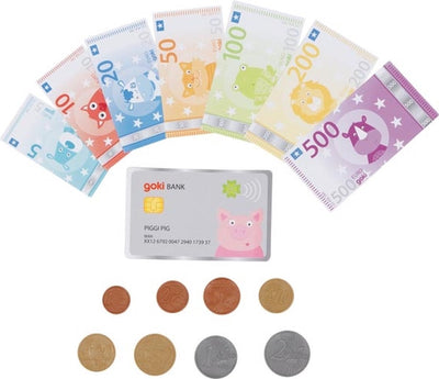 Goki joue des animaux d'argent avec des cartes de crédit et des pièces, 117dlg.