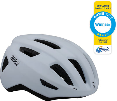 Bbb cycling condor 2.0 mips casque de vélo - pour vélo de course, VTT et vélo électrique - gagnant du test de casque de vélo ANWB 2026 - femmes hommes - moyen - blanc mat - bhe-174
