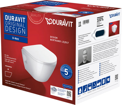 WC suspendu Duravit d-neo avec siège 37x48x40cm blanc brillant